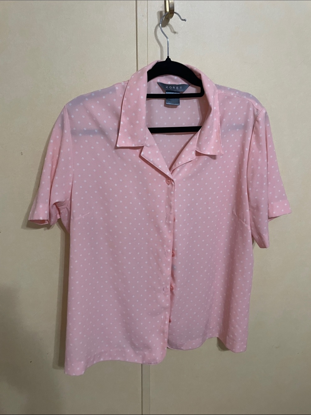 Koret Light Pink Polka Dot Short-Sleeve Button-Down Shirt